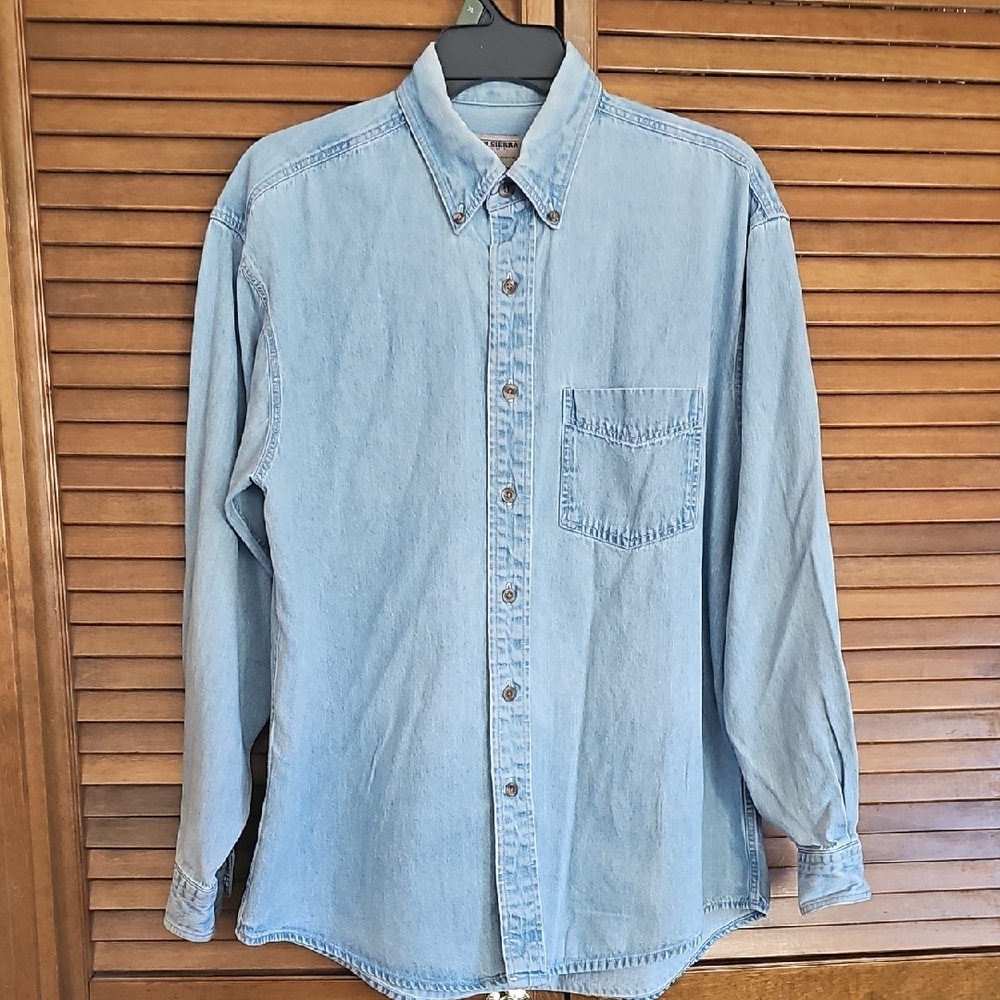 Vintage High Sierra Classic Denim Blue Men's Shirt Denim button down 100% cotton - Picture 4 of 10